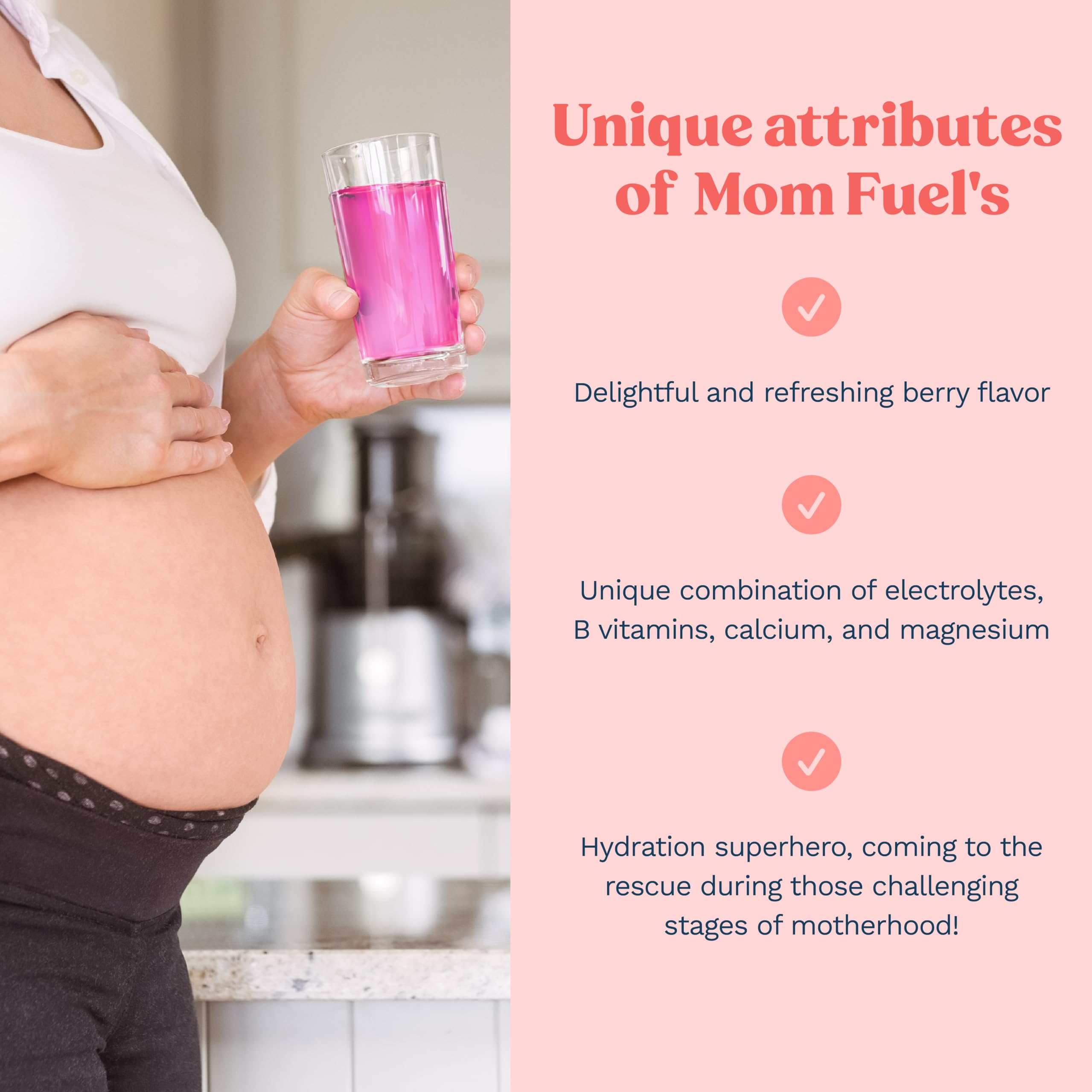 Madre sonriente con su bebé y una bebida Mom Fuel, energía cotidiana