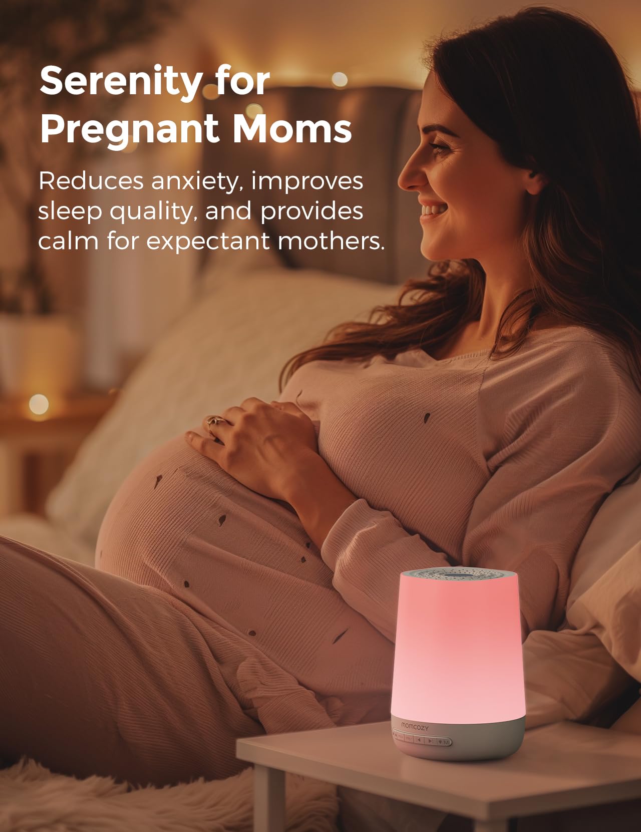 Momcozy app móvil conectada control remoto de sonidos y luz