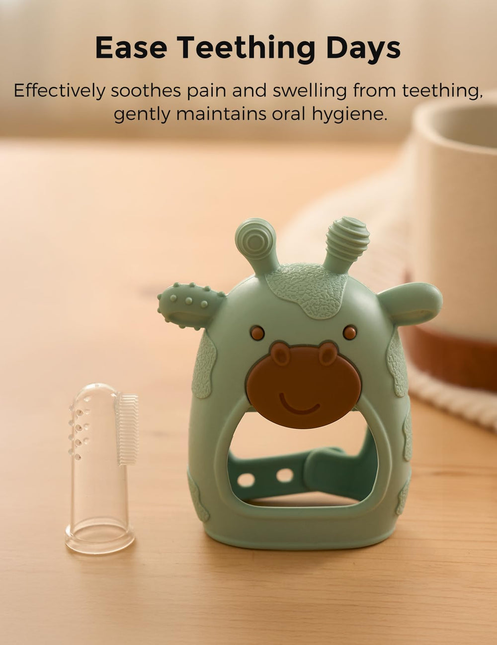 Momcozy cepillo para costra láctea en uso masajea y remueve escamas