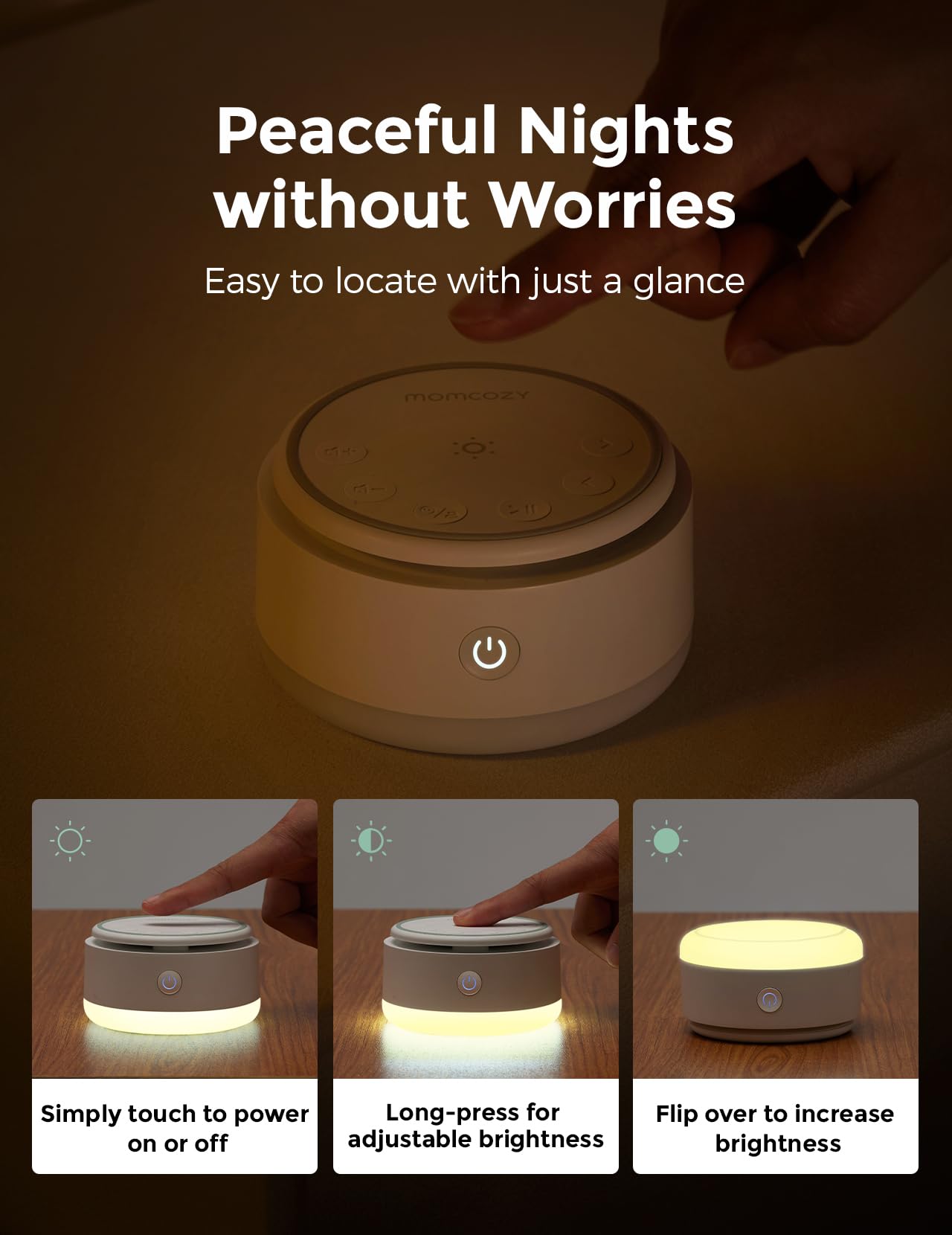 Momcozy comparación de tamaño junto a un chupete para ver escala