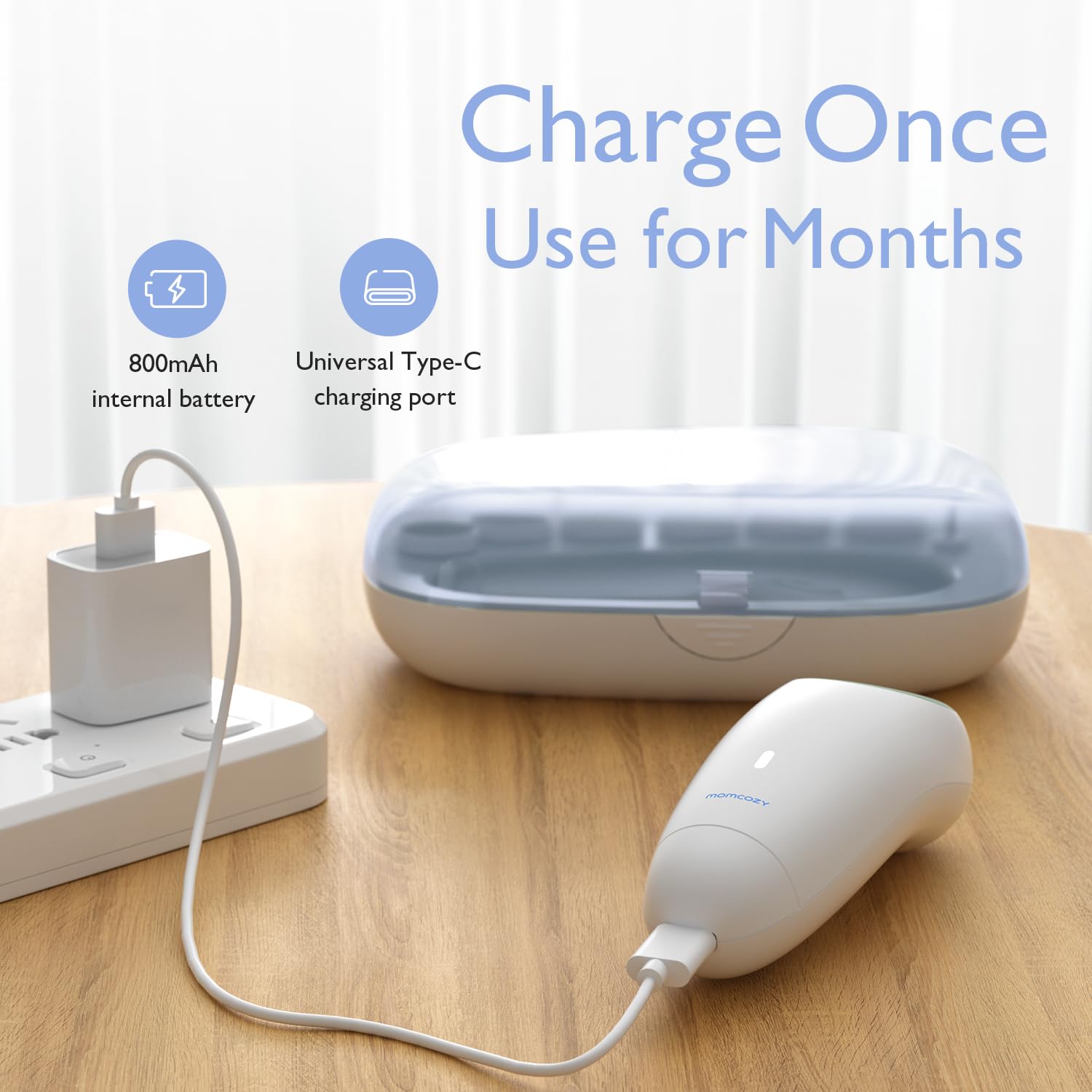 Momcozy kit con almohadillas y cable USB-C, recargable y listo para toda la familia