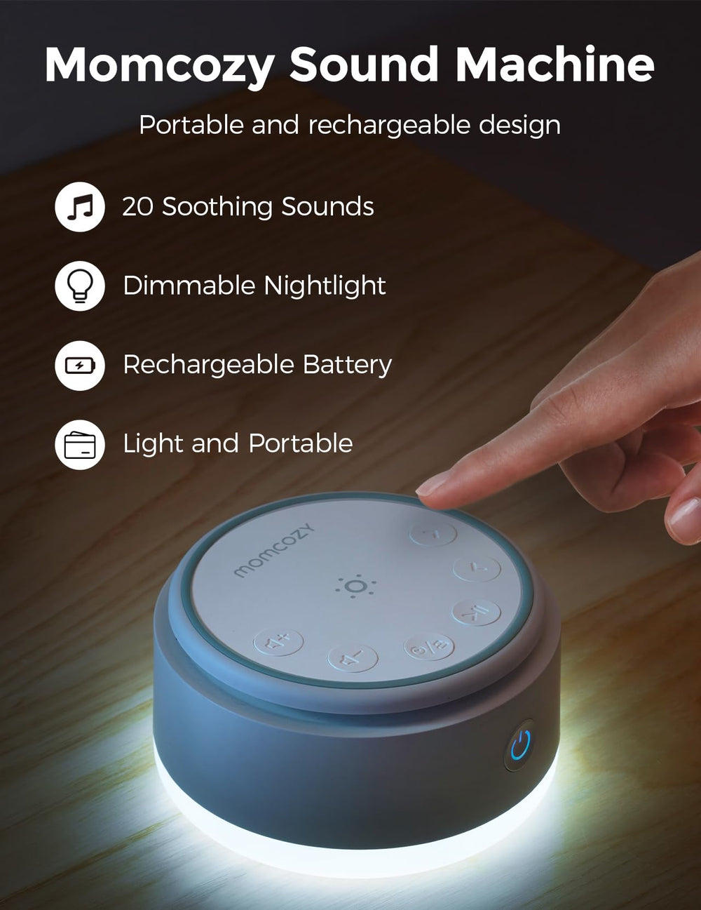 Momcozy detalle de la lámpara táctil con ajuste de brillo para control nocturno