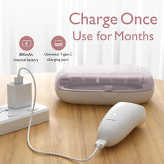Momcozy dispositivo en uso con bebé mostrando tranquilidad
