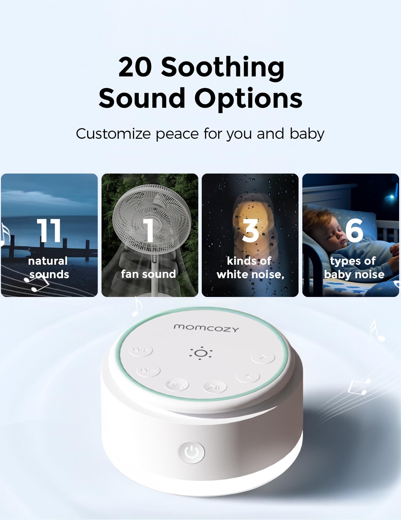 Momcozy en uso junto a cuna creando ambiente de sueño calmado para bebé