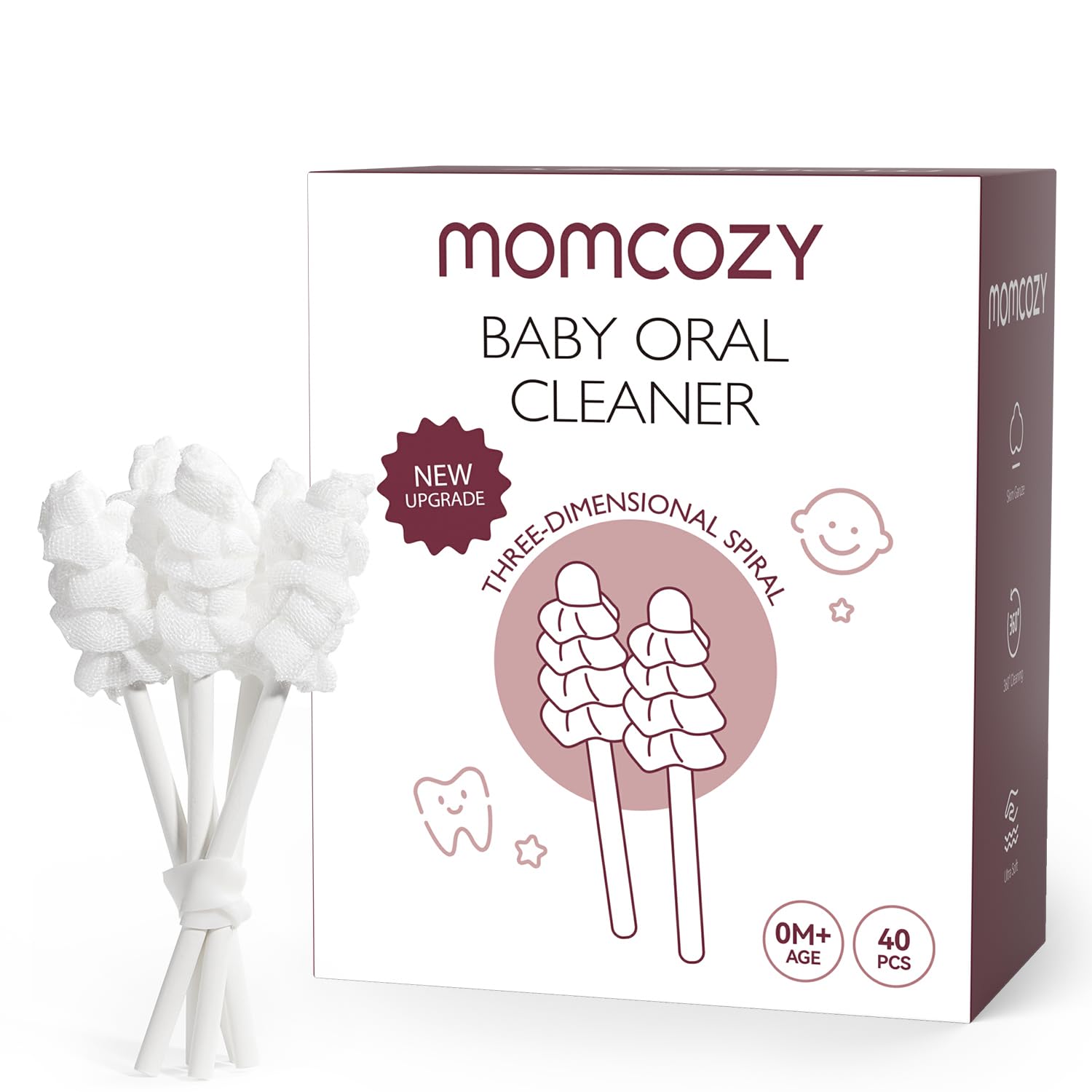 Momcozy empaque frontal 40 unidades mantiene higiene y organización