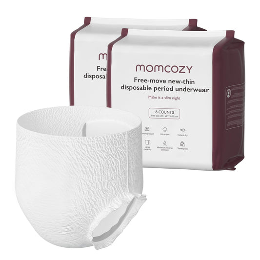Momcozy vista frontal del paquete limpio y práctico, mayor comodidad