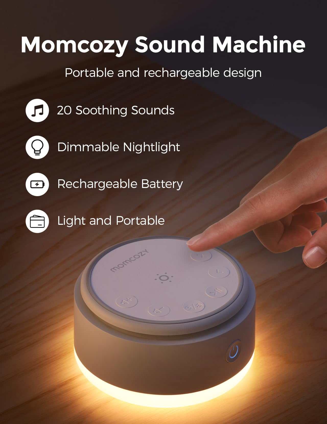 Momcozy luz táctil encendida con control de brillo para comodidad nocturna