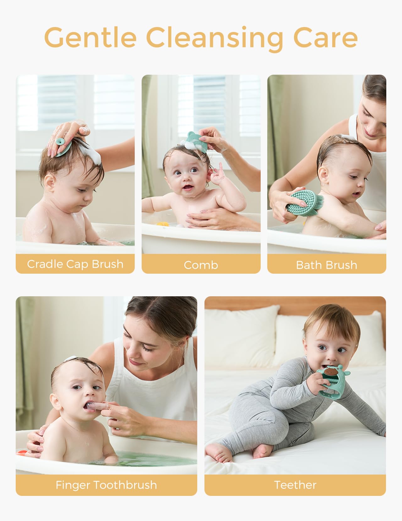 Momcozy mordedor y dedal dental, alivio de encías y limpieza bucal