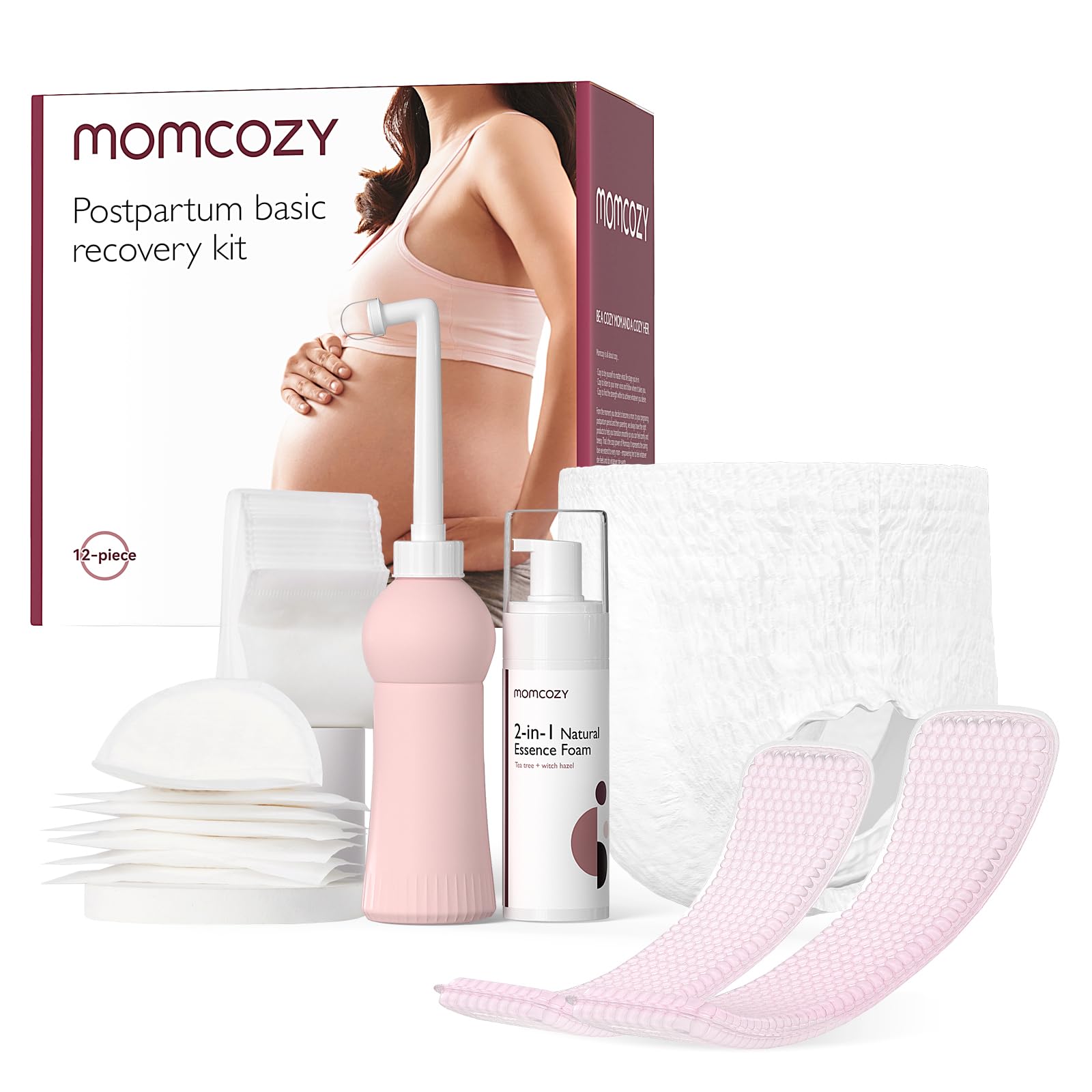 Momcozy kit frontal mostrando todos los elementos, comodidad y organización