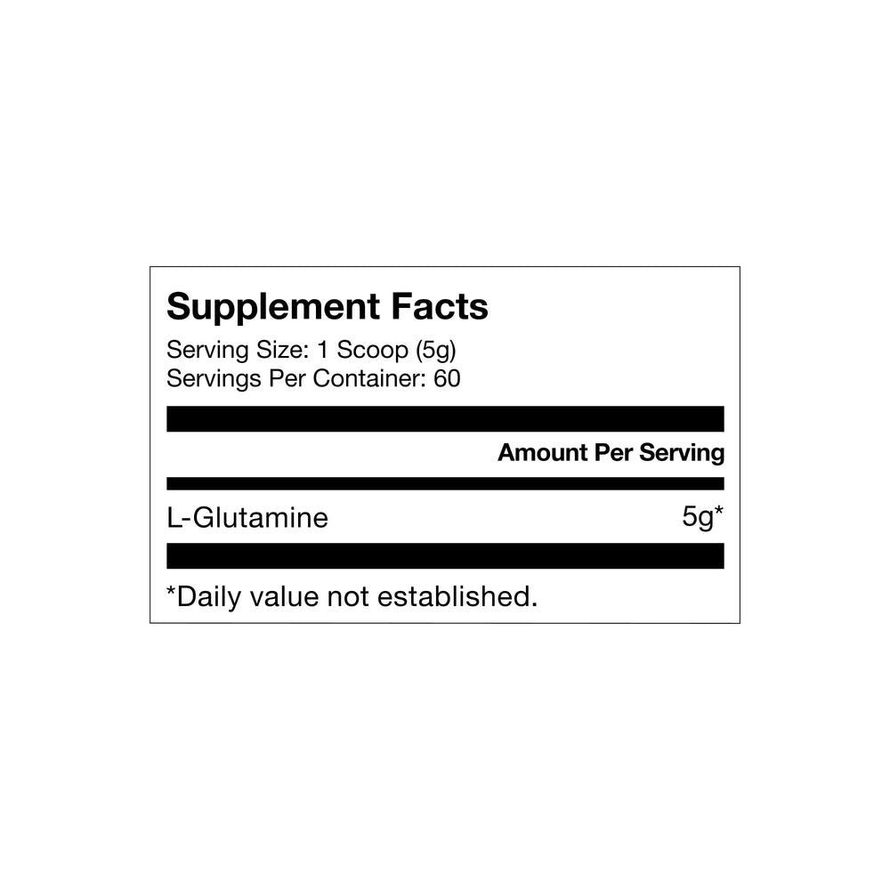 Momentous L-Glutamine polvo en primer plano con textura fina y mezcla fácil