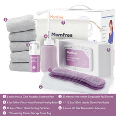 Momfree comparación de tamaño de productos para referencia de escala