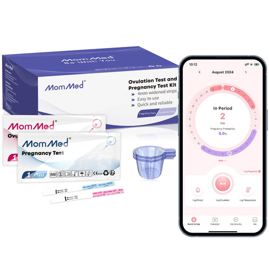 MOMMED embalaje frontal del kit con todo el contenido y organización