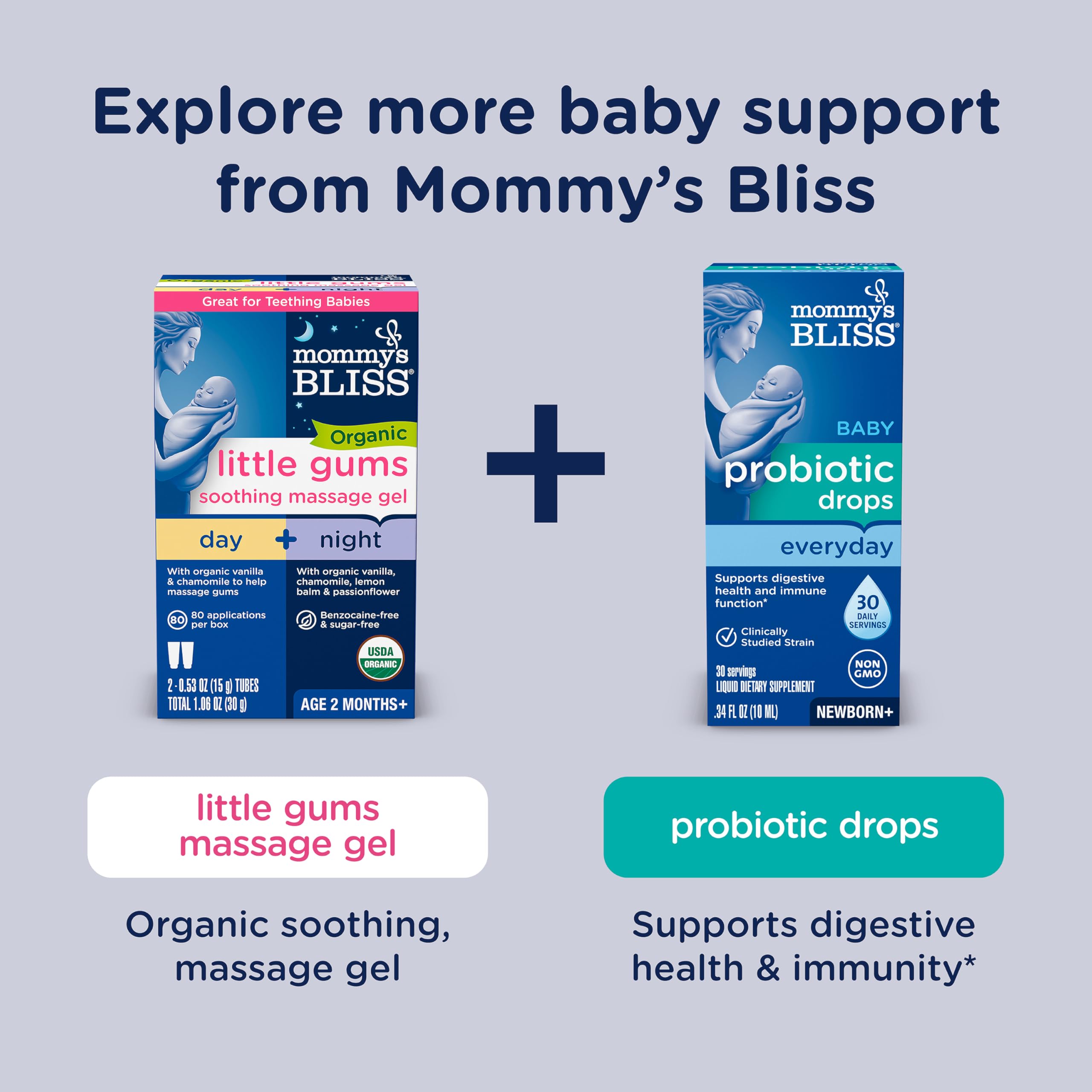 Mommy's Bliss imágenes de certificaciones NSF y USDA en la etiqueta para seguridad