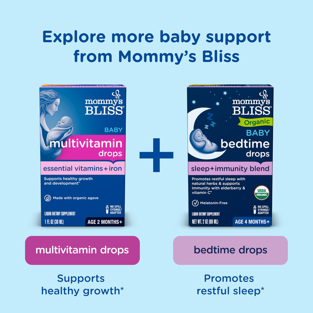 Mommy's Bliss etiqueta con ingredientes y recomendaciones de almacenamiento