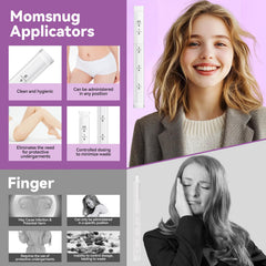 Momsnug comparación de tamaño con regla, indica escala real del aplicador