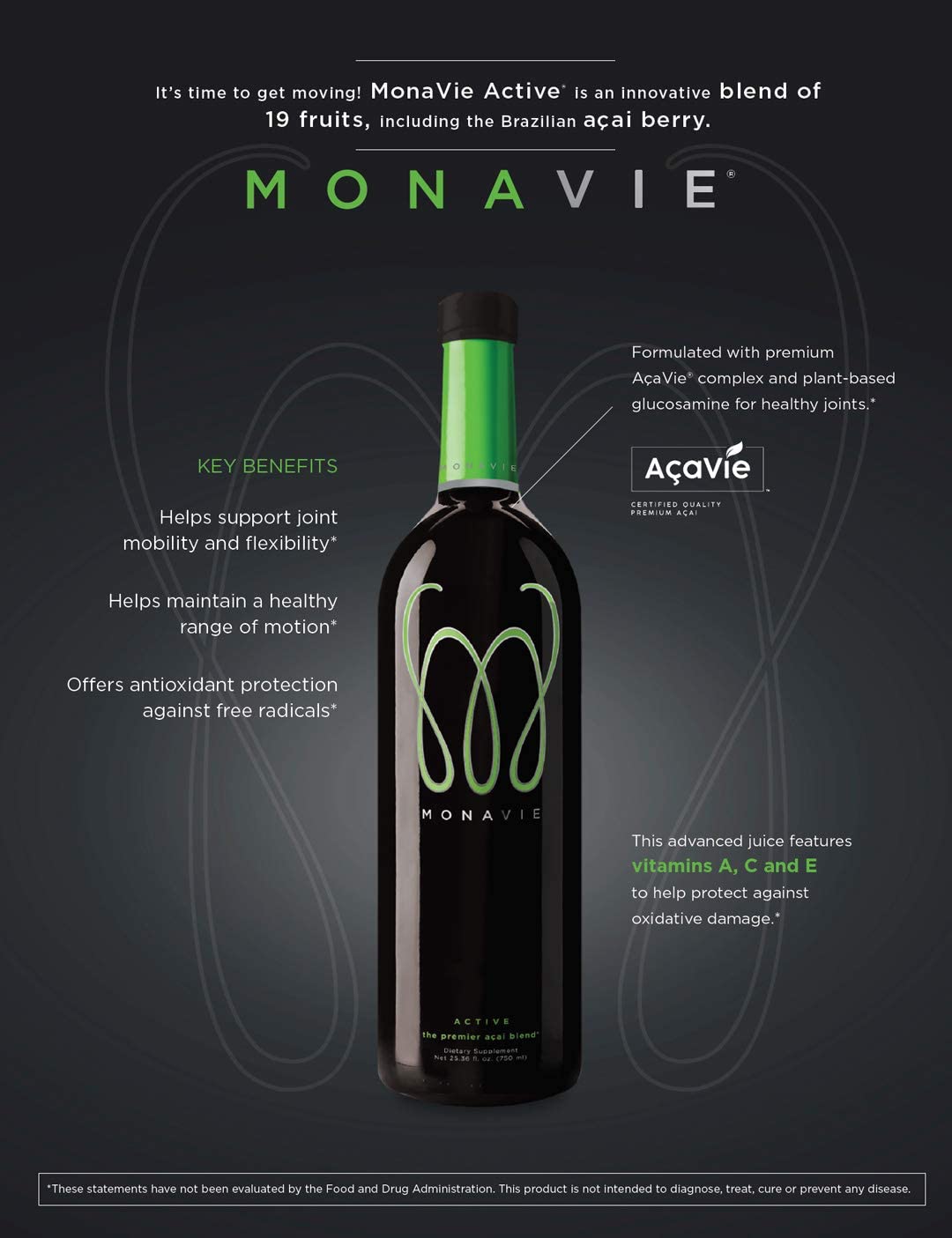 Monavie Active en uso vertido en un batido para sabor intenso