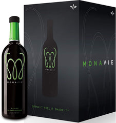 Monavie Active frente del empaque mostrando 4 botellas y etiqueta clara