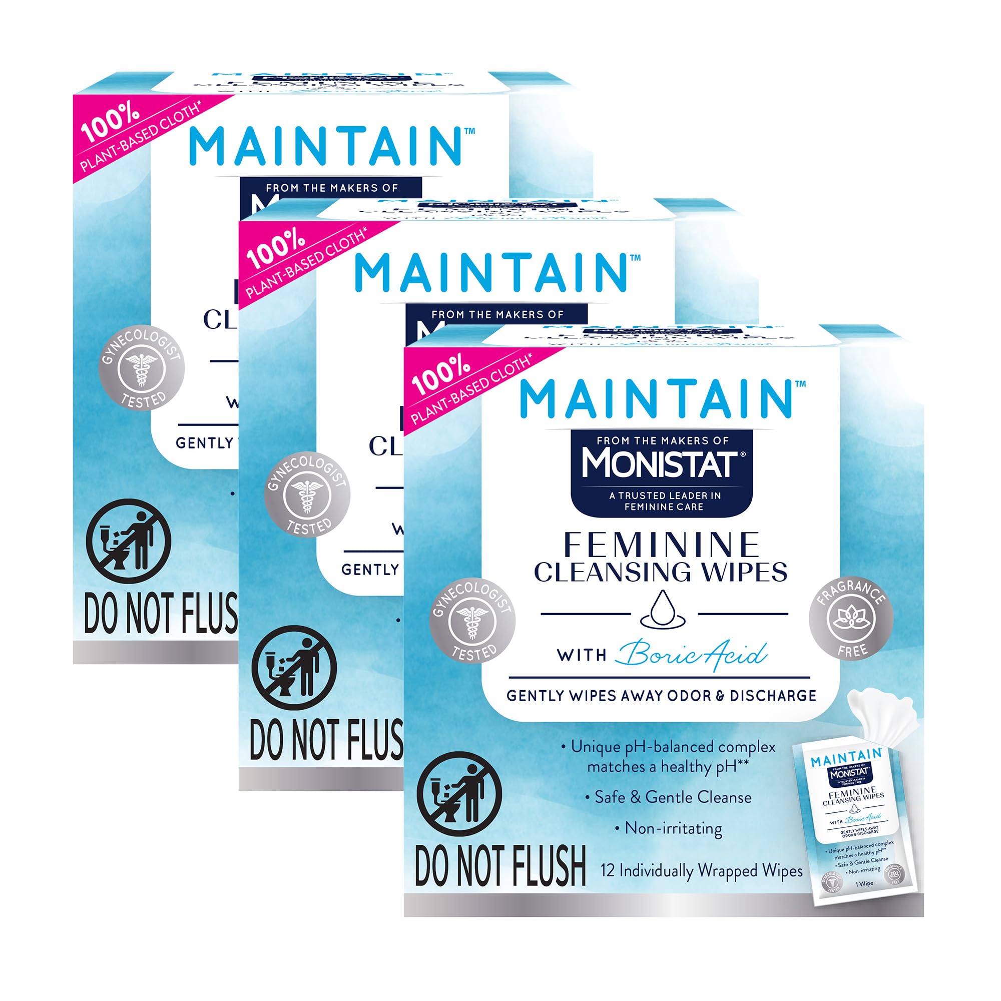 Monistat paquete frontal con diseño claro y beneficios visibles