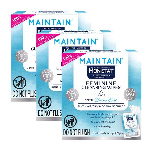 Monistat paquete frontal con diseño claro y beneficios visibles