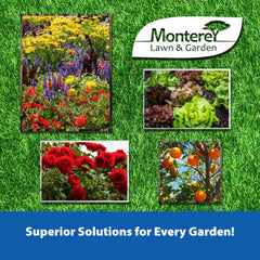 Monterey en jardín con flores y verduras, control eficaz y seguro