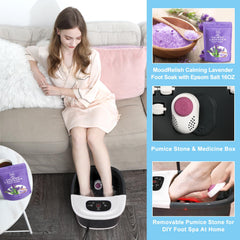 MoodRelish frasco de 16 oz de sales de lavanda junto al spa para aroma y suavidad