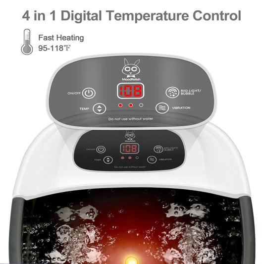 MoodRelish panel de control con botones y pantalla clara para ajuste de temperatura