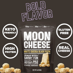 Moon Cheese detalle de textura crujiente que resalta la intensidad del queso