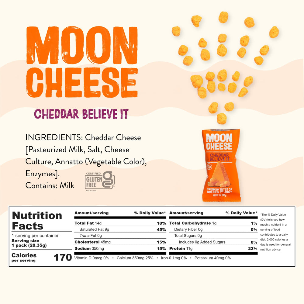 Moon Cheese etiqueta nutricional para verificar ingredientes