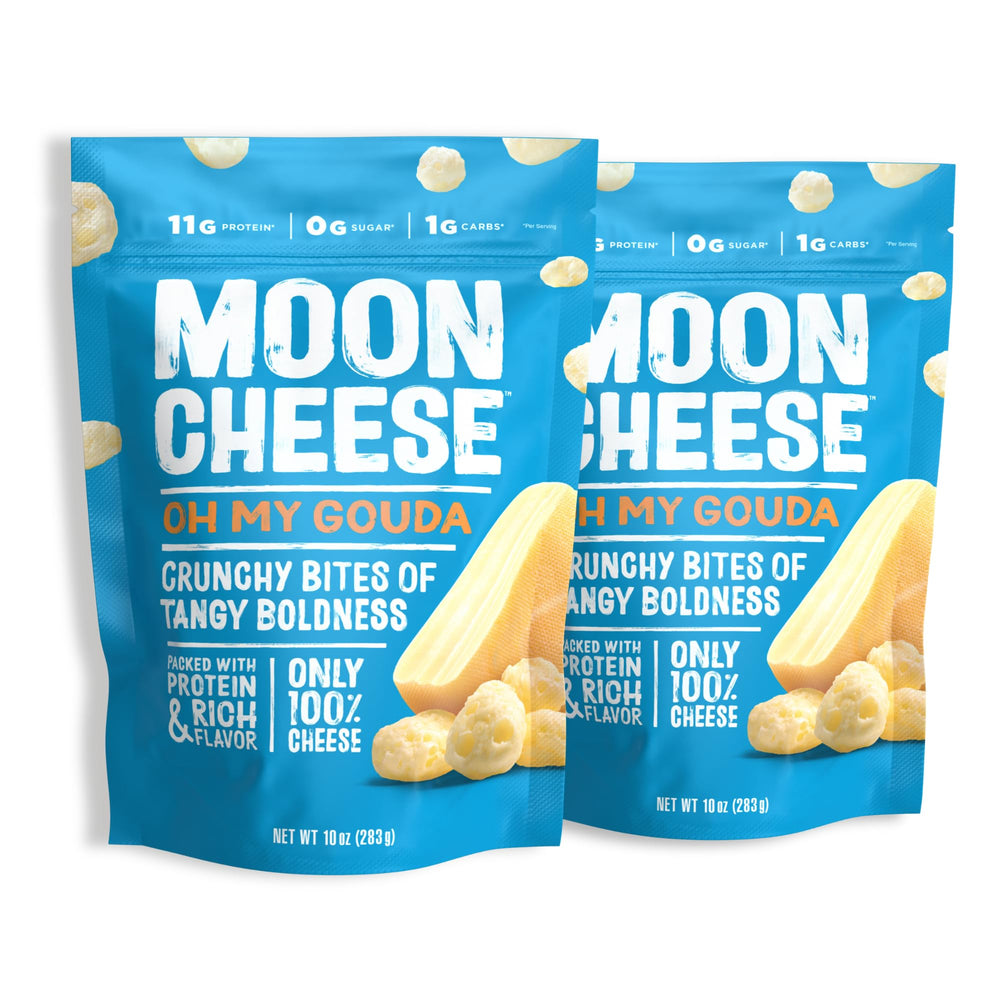 Moon Cheese empaque frontal mostrando marca y tamaño, ideal para llevar