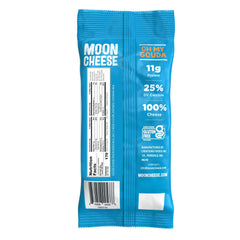 Moon Cheese sobre abierto con bocados derramados para servir rápido