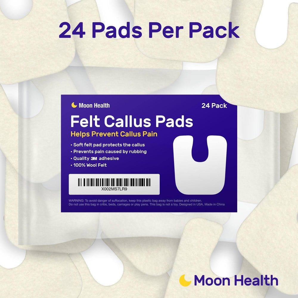 Moon Health detalle del fieltro médico que amortigua y protege el callo
