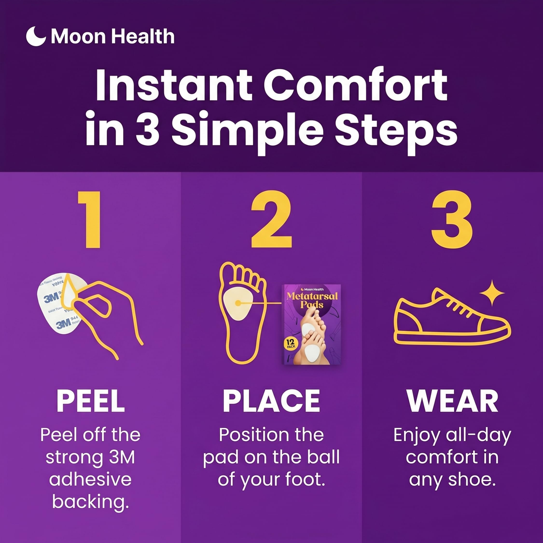 Moon Health adhesivo mostrado en la base indicando su agarre estable y antideslizante