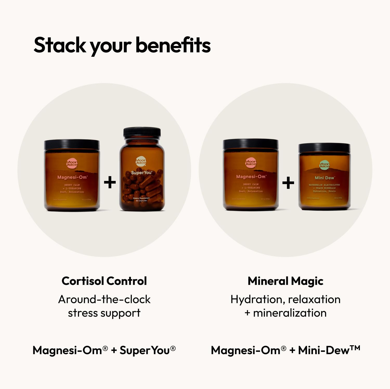 Moon Juice escena lifestyle Magnesi-Om berry en mesa que inspira descanso