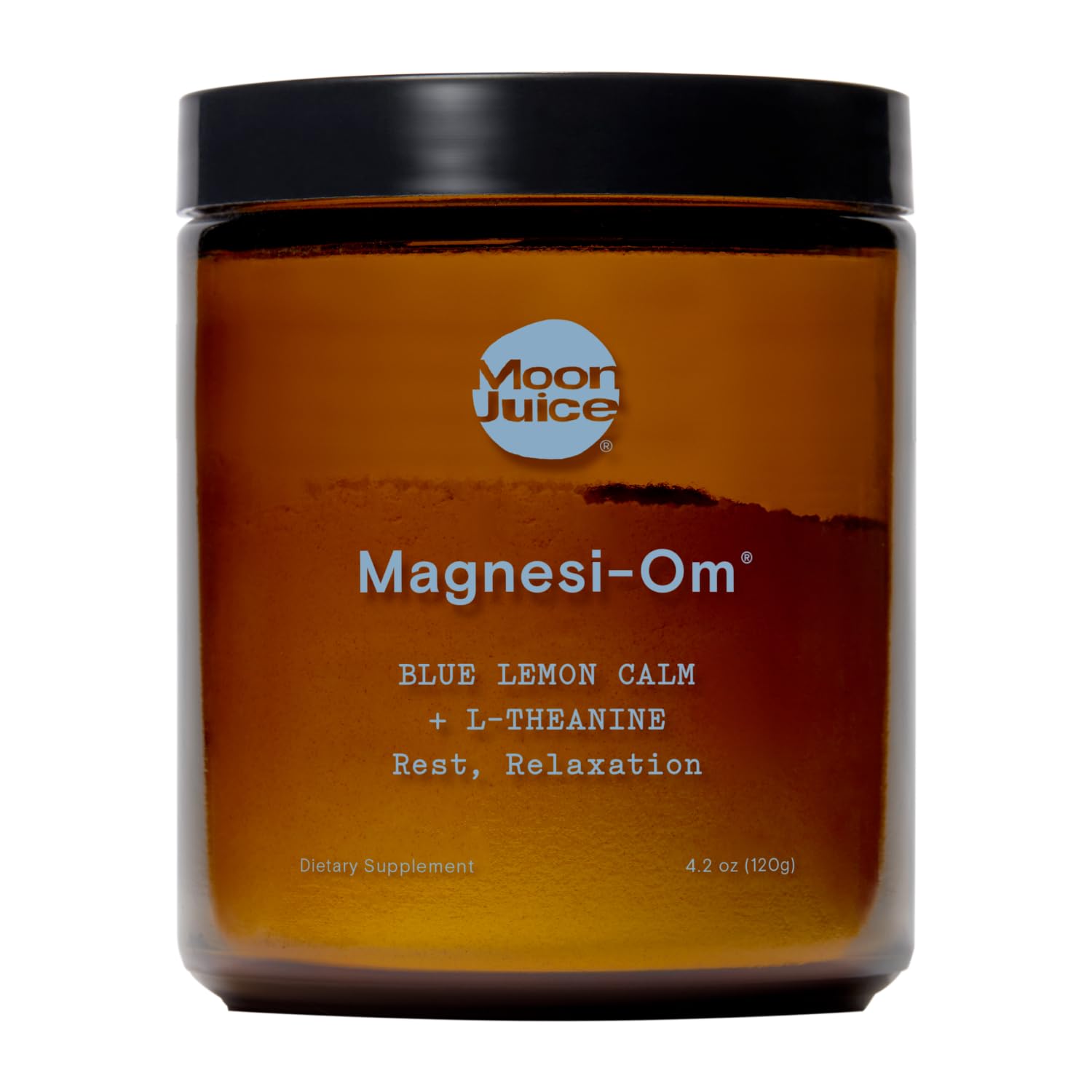 Moon Juice envase frontal mostrando la marca, fácil identificación y confianza