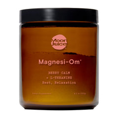 Moon Juice envase Magnesi-Om frontal, presentación clara y beneficios de relajación