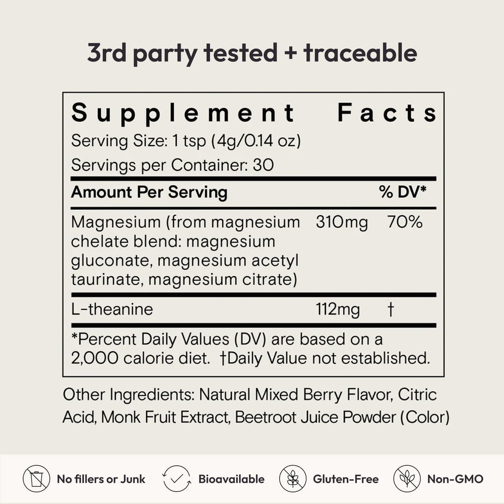 Polvo Magnesi-Om de Moon Juice textura fina, fácil disolución y consumo nocturno