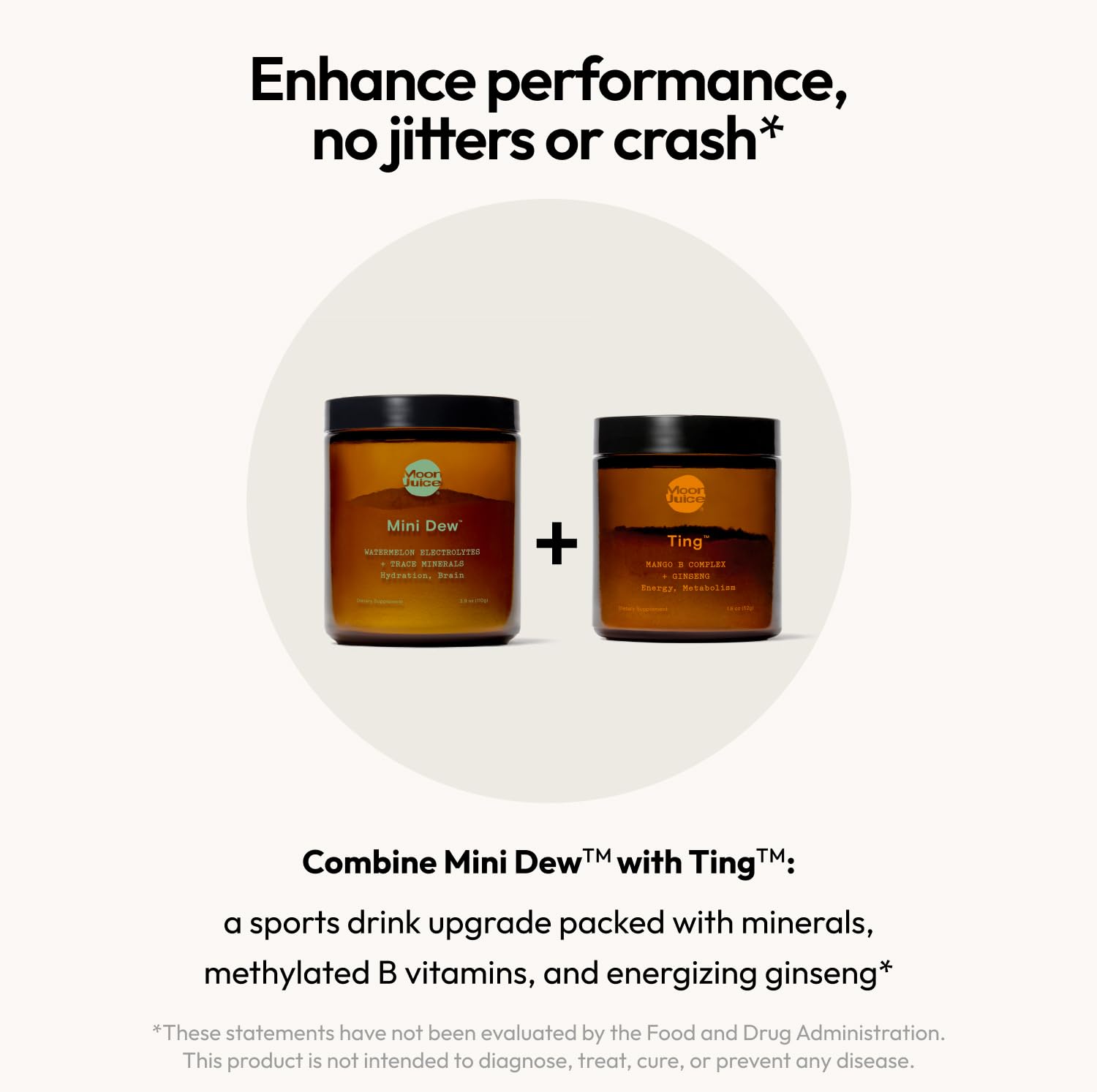 Envase reutilizable de Moon Juice Mini Dew enfatizando sostenibilidad y menos residuos