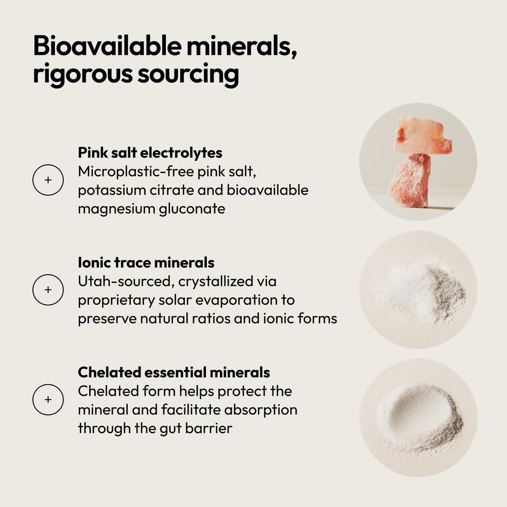 Etiqueta de Moon Juice Mini Dew lista de minerales trazables y beneficios claros