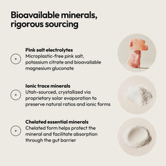 Etiqueta de Moon Juice Mini Dew lista de minerales trazables y beneficios claros