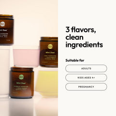 Niños y adulto bebiendo Mini Dew Moon Juice hidratación familiar segura y sabrosa