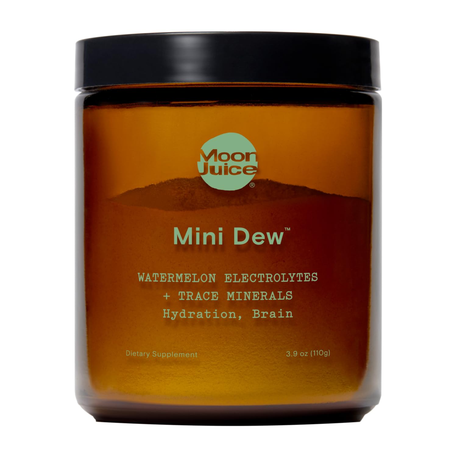 Moon Juice Mini Dew frente del envase mostrando sabor sandía y beneficio hidratación