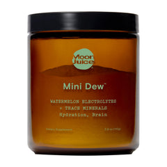 Moon Juice Mini Dew frente del envase mostrando sabor sandía y beneficio hidratación