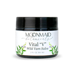MoonMaid Vital V Salve Yam Salvaje en frasco para hidratación íntima suave.