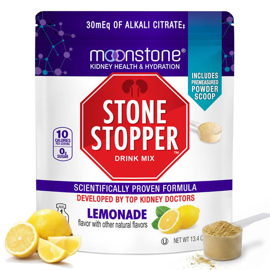Moonstone envase frontal que muestra sabor limonada y beneficio preventivo