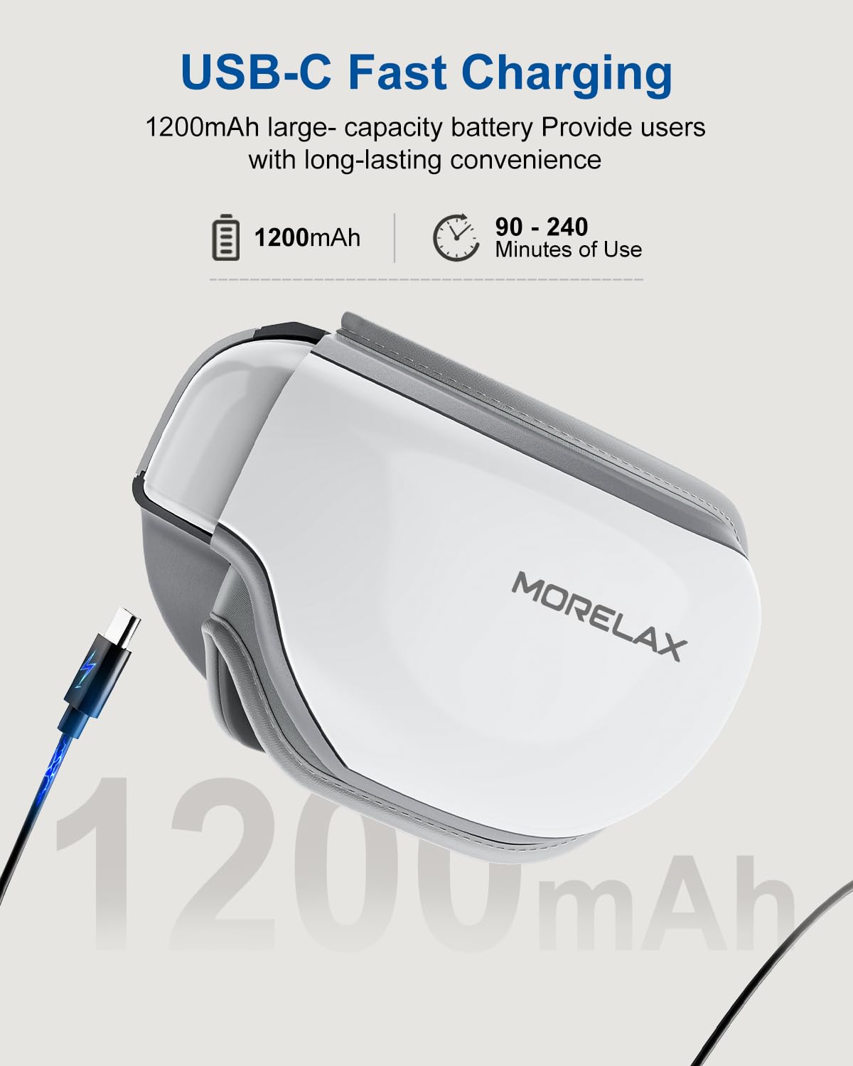 Correa ajustable del masajeador ocular Morelax para ajuste cómodo.