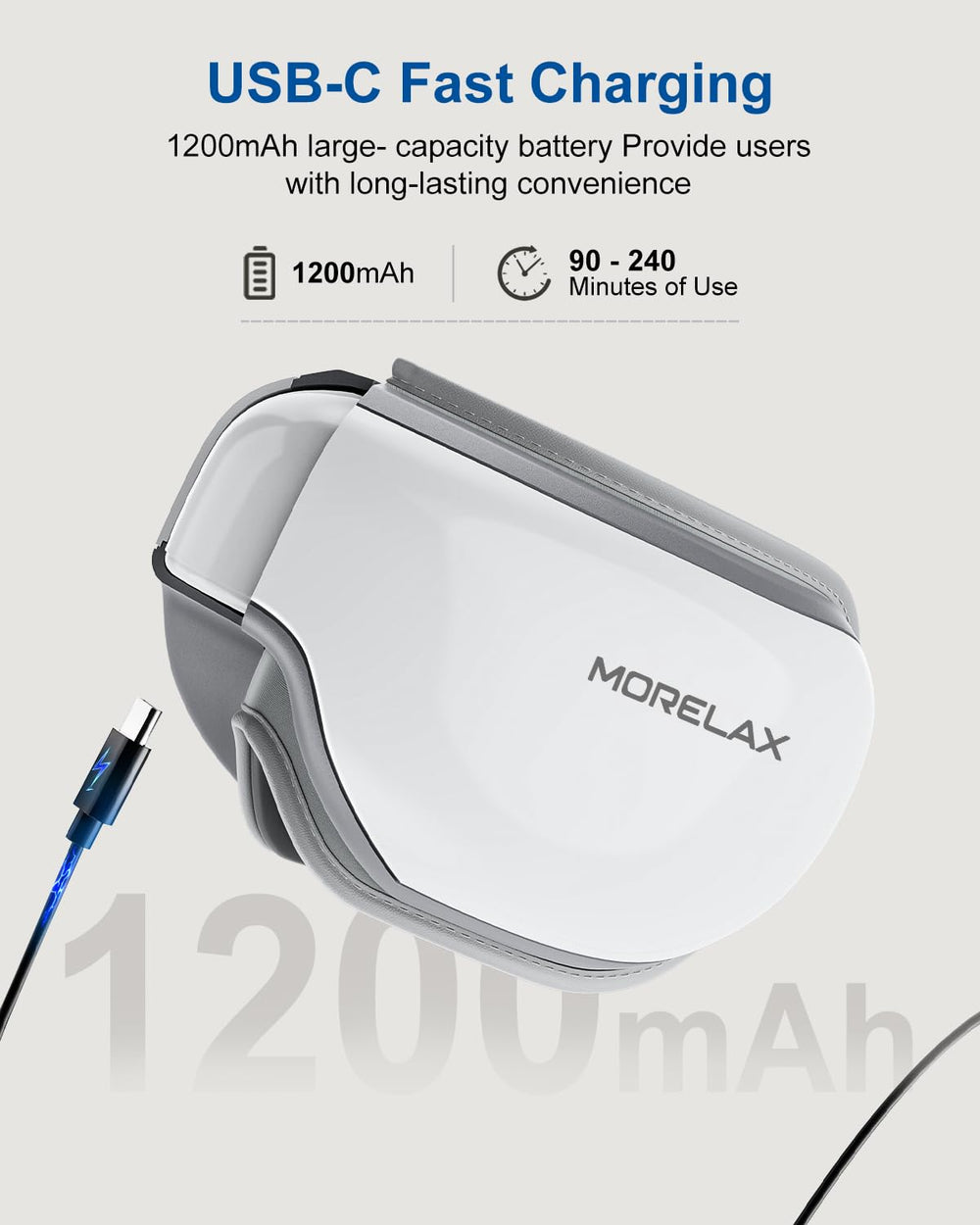 Correa ajustable del masajeador ocular Morelax para ajuste cómodo.