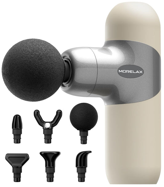 Morelax Mini masajeador de tejido profundo, vista frontal, alivio muscular en casa o en el gym.