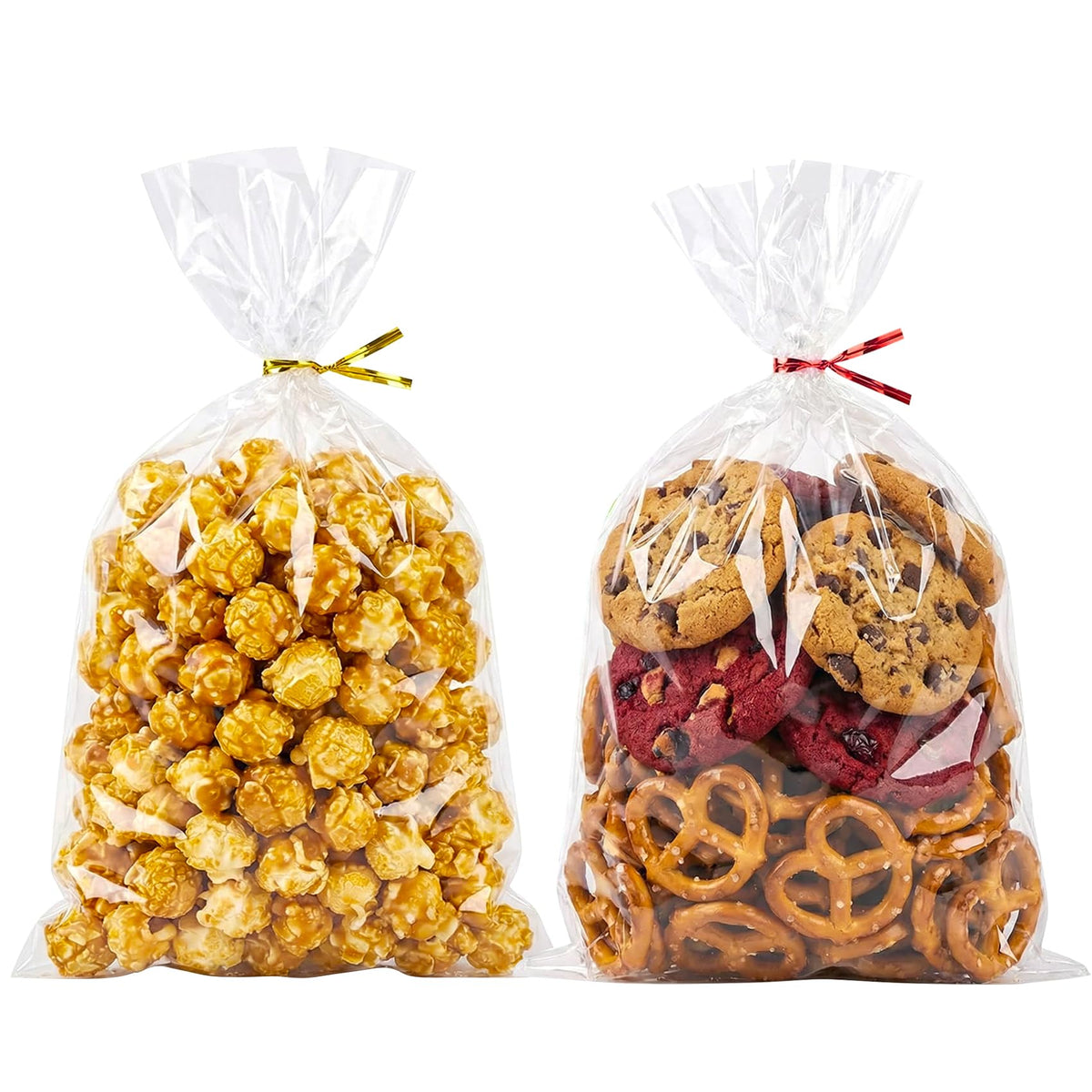 Morepack frontal del paquete de bolsas celofán mostrando cantidad y tamaño, ideal para repostería