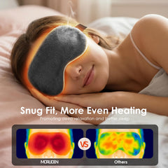 Persona usando MORLIDEN máscara para relajación ocular y confort nocturno