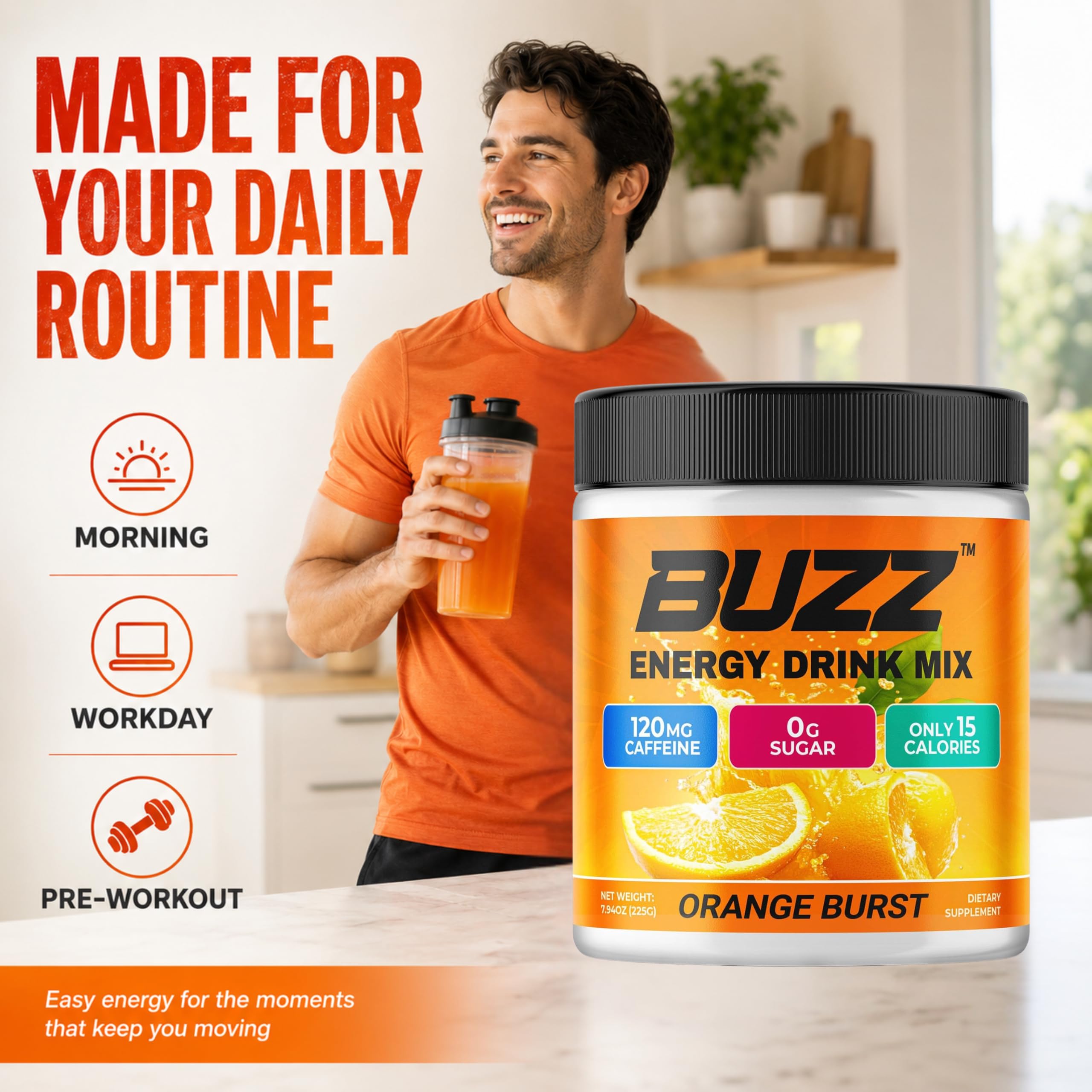 Morning Buzz disolviéndose en agua fría para energía rápida y limpia